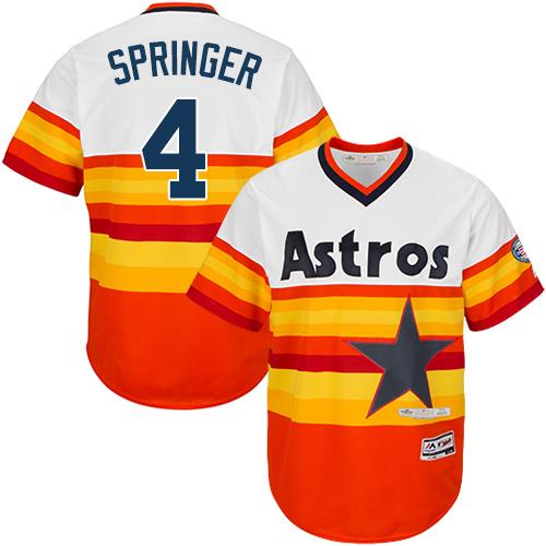 Astros #4 George Springer White/Orange Flexbase Authentic Collection Cooperstown Stitched MLB Jersey